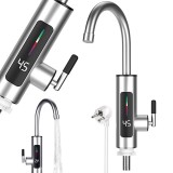 Robinet Electric cu Incalzire Instantanee a Apei, 3kW, Ecran LCD, Reglare Temperatura 30-60&deg;C, Baterie Bucatarie, Aluminiu, Protectie IPX4