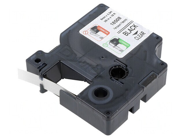 Bandă Transparentă 9mm x 5,5m cu Caracter Negru