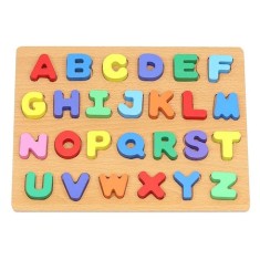 Joc puzzle alfabet din lemn pentru copii,26 litere multicolore