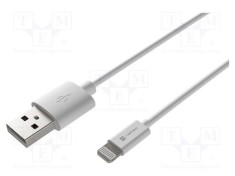 Cablu USB 2.0 NATEC Apple Lightning - USB A, 1m, alb, 12W, certificat MFI