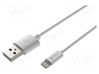 Cablu USB 2.0 NATEC Apple Lightning - USB A, 1m, alb, 12W, certificat MFI foto