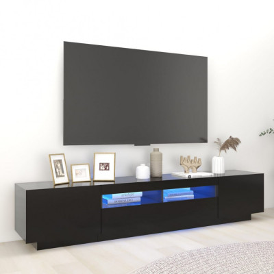 vidaXL Comodă TV cu lumini LED, negru, 200x35x40 cm foto
