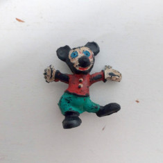 Jucarie veche romaneasca figurina Mickey Mouse, cauciuc, 4cm, anii 70-80