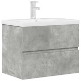Cumpara ieftin Set mobilier de baie, 2 piese, gri beton, lemn compozit
