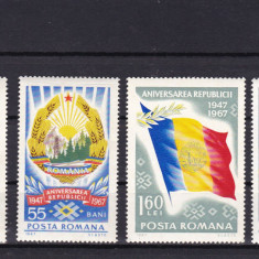 ROMANIA 1967 LP 666 - 20 ANI DE LA PROCLAMAREA REPUBLICII SERIE MNH