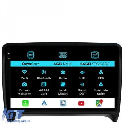 Navigatie Dedicata Audi TT (2006-2014), 9Inch, 4Gb Ram, 64Gb Stocare, Carplay Performance AutoTuning foto
