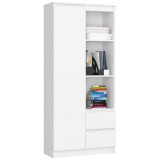 Biblioteca, placa laminata, 2 sertare, 7 rafturi, alb, 80x35x180 cm&nbsp;