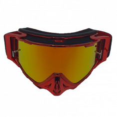 Ochelari unisex ski, ciclism, rama rosie lucioasa, lentila multicolora, O11RBMN