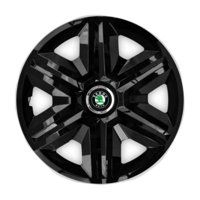Set 4 capace roti hubcaps fast black R16 Compatibil Cu Skoda foto