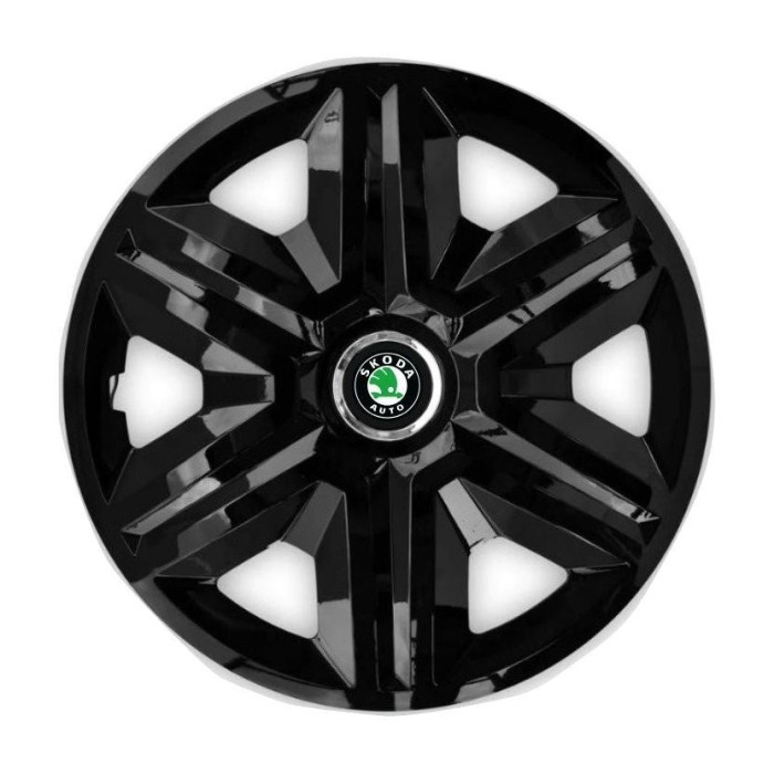 Set 4 capace roti hubcaps fast black R16 Compatibil Cu Skoda