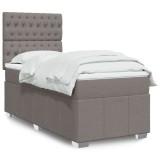 vidaXL Pat box spring cu saltea, gri taupe, 100x200 cm, textil 3293890