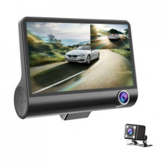 Camera auto dvr 3 Camere incluse Fata/Spate si Interior Filmare permanenta pe 2 din ele, Ecran 4 inch foto