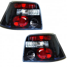 Set stopuri spate tuning lampa Vw Golf 4 Hatchback 1997-2006; negru-transparent, fara suport becuri