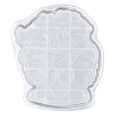 Matrita din silicon pentru confectionat tavi de servire, model femeie afro, 33 x 27 x 2.5 cm, alb