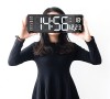 Ceas mare digital de perete, 39 cm, alarma, termometru, telecomanda