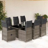 Gossi set bistro de gradina cu perne, 9 piese, gri, poliratan