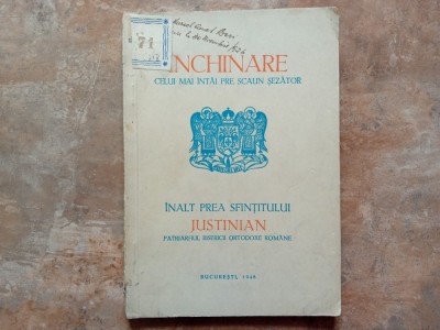 GLASUL BISERICII , REVISTA ,INCHINARE CELUI MAI INTAI PRE SCAUN SEZATOR INALT P.S. JUSTINIAN , PATRIARH, ANUL VII , NR. 5-6 , MAI - IUNIE,1948 foto