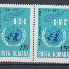 ROMANIA 1970 LP 746 - 25 ANI DE LA INFIINTAREA O.N.U. PERECHE MNH
