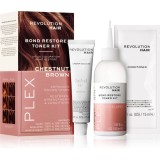 Revolution Haircare Plex Bond Restore Kit set pentru a evidentia culoarea parului culoare Chestnut Brown 1 buc