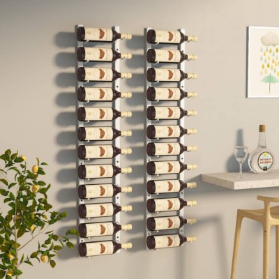 vidaXL Suport sticle de vin de perete, 12 sticle, 2 buc., alb, fier 340881 foto