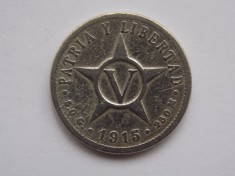 V CENTAVOS 1915 CUBA foto