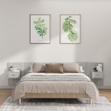 Tablie pat cu dulapuri vidaXL, gri sonoma, lemn prelucrat, 240x80cm, noptiere 48.5x80cm, montaj perete, spatiu depozitare