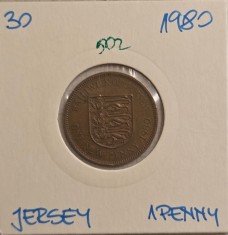 502 Jersey 1 New Penny - Elizabeth II 2nd portrait 1980, KM#30