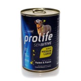 Hrana Umeda Pentru Caini Premium Prolife Dog Adult Sensitive Medium/large Iepure&amp;cartof 400 Gr/39681