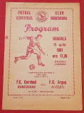 Program meci fotbal CORVINUL HUNEDOARA - FC ARGES PITESTI(19.04.1981)