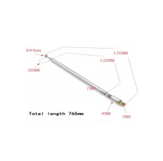 Antena telescopica 170-765mm 7 segmente Middle + balama ANTENA-RADIO5