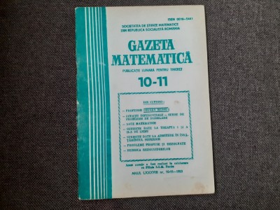 GAZETA MATEMATICA NR 10-11/1983 foto
