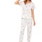 Pijama dama, model Flamingo, alb/roz, L