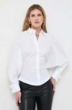 Elisabetta Franchi camasa din bumbac femei, culoarea alb, cu guler clasic, regular