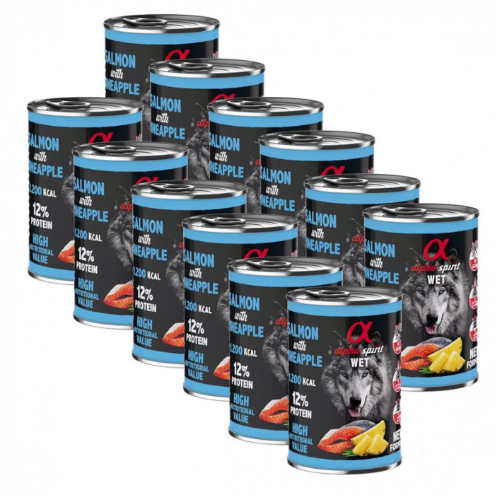 Alpha Spirit Dog Wet - Salmon &amp;amp; Pineapple 12 x 400 g