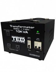 Transformator de tensiune de la 230-220V la 110-115V 10kVA / 8000W cu carcasa TED Electric foto