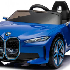 Masinuta electrica pentru copii, Bmw I4 70W 12V premium, bluetooth, roti EVA, scaun tapitat, culoare Albastru