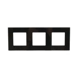 Rama tripla din sticla neagra pentru priza si intrerupator 228x86x10mm