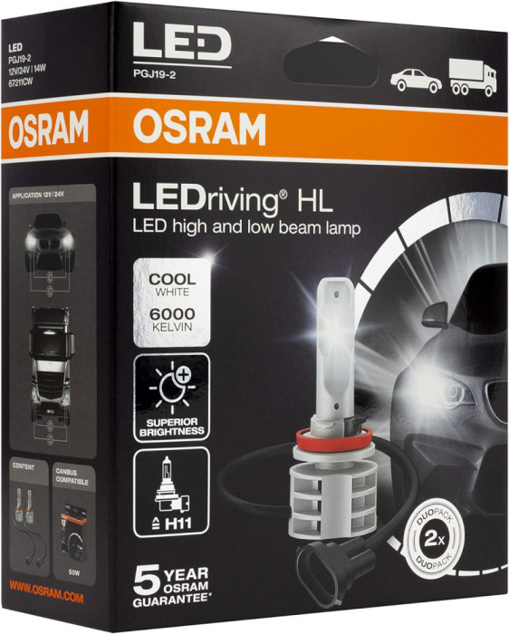 Set 2 LED H11 12 24V Osram Offroad LEDriving HL Cool White 6000K
