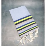 Prosop Plaja Fouta | Tunis | Blue Cu Dungi Lime 200 x 100 cm
