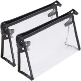 Set 2 portfraduri cosmetice, transparent\negru, PVC, 32x22x1cm, Oem