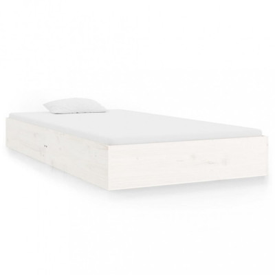 Cadru de pat, alb, 90x200 cm, lemn masiv foto