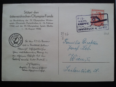 1936-Austria-C.P.circ-Innsbruck-stampila J.O.-RARA foto