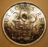 7.743 GERMANIA WEIMAR 200 MARK 1923 D AUNC, Europa, Aluminiu