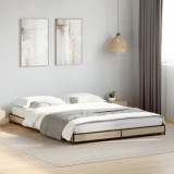 VidaXL Cadru de pat, stejar sonoma, 135x190cm, lemn prelucrat și metal