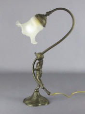 Lampă De Masă Vintage Cu Statuie Putto &amp;Icirc;n Clopot Din Bronz foto
