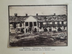 Litografie interbelică lipită pe carton/ M. Olinescu / Burdujeni / Bucovina