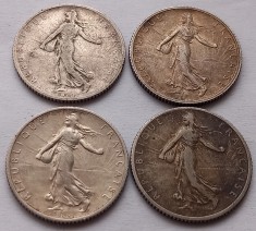 Lot Franta argint ( 1 Franc 1901, 1916, 1917, 1918 ) foto