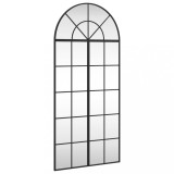 Cumpara ieftin Oglinda de perete, negru, 60x100 cm, arcuita, fier