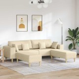 VidaXL Sofa din material textil cu pernă Crem 208 cm țesătură