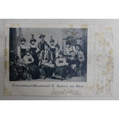 CONCERTSANGER - GESELLSCHAFT L. RUDERER aus GRAZ ( SOCIETATEA CANTARETILOR IN CONCERT - GRAZ - AUSTRIA ) , CARTE POSTALA ILUSTRATA , MONOCROMA, CIRCUL